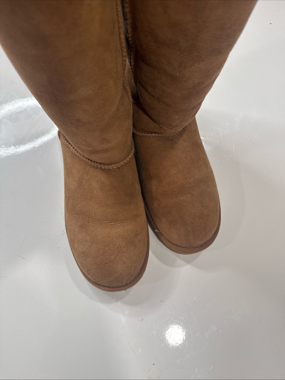 UGG Classic Tall Womens Brown Suede Sheepskin Lined Knee High Pull On 8 - Picture 3 of 7